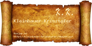 Kleinbauer Krisztofer névjegykártya
